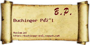 Buchinger Pál névjegykártya