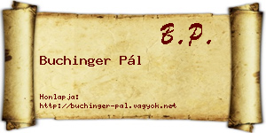 Buchinger Pál névjegykártya